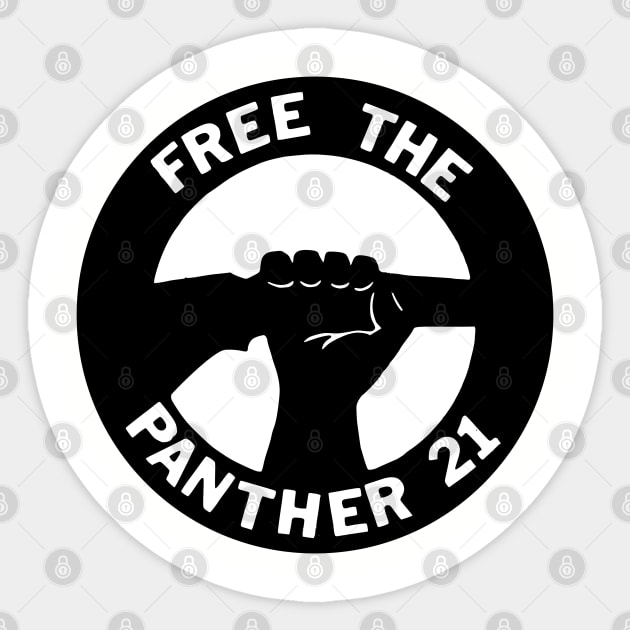 Free The Panther 21 - Retro Button Black and White Sticker by UrbanLifeApparel